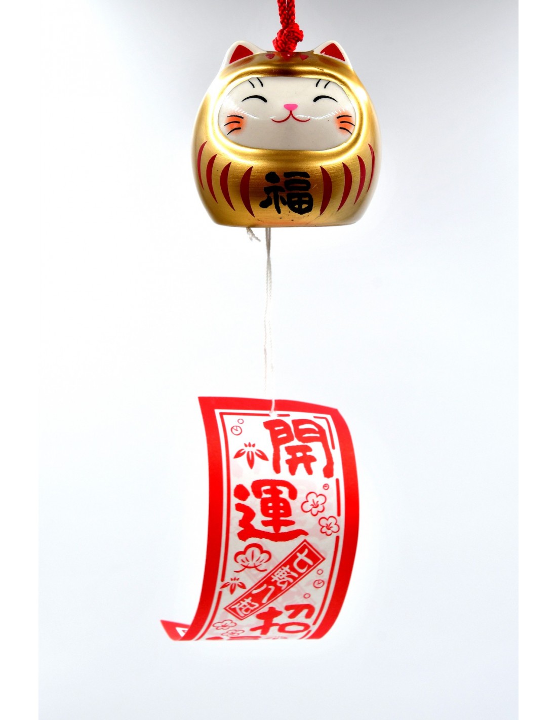 Japanese Furin Wind Chime Daruma Golden Cat Japan Primavera