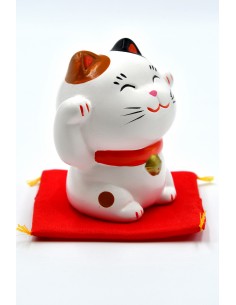 Maneki neko bianco portafortuna giapponese 招き猫 