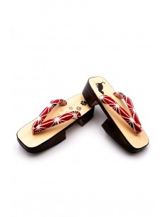 Japanese sandals Zori on sale L23cm H5.0cm Bag W21cm H11cm Set Red Floral pattern